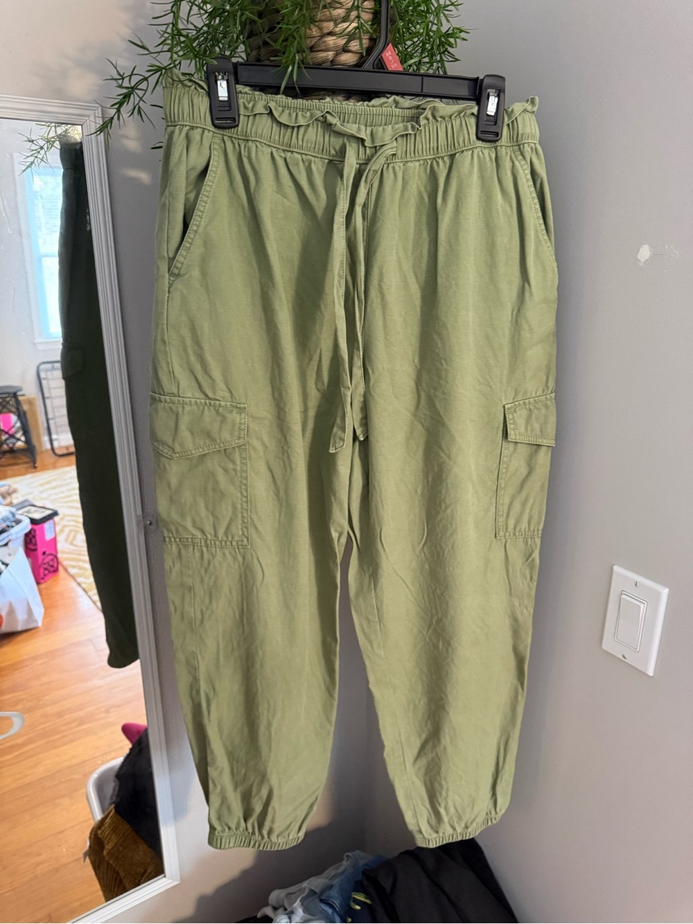 LOFT Olive Green Cargo Joggers with Drawstring Waist